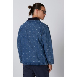  Printed Denim Jacket with Long Sleeves and Chest Pockets