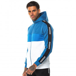 Triple Panel Taped Full Zip Poly Track Top With Hood