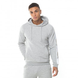 Taped Pullover Hoodie - Light Grey