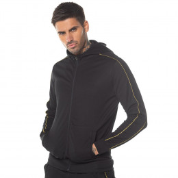 Poly Full Zip Track Top With Hood - Black/Gold