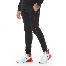 Poly Track Pants With Piping Skinny Fit - Black/Gold