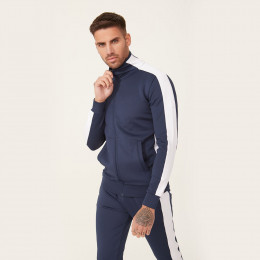Full Zip Poly Panel Track Top - Insignia/White 