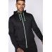 Colour Pop Trims Hooded Poly Track Top - Black/Neon Green