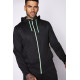 Color Pop Trims Hooded Poly Track Top - Black/Neon Green