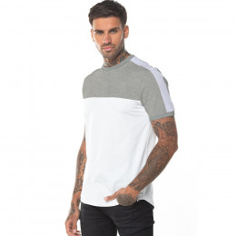 Panel Block T-Shirt - White/Light Grey